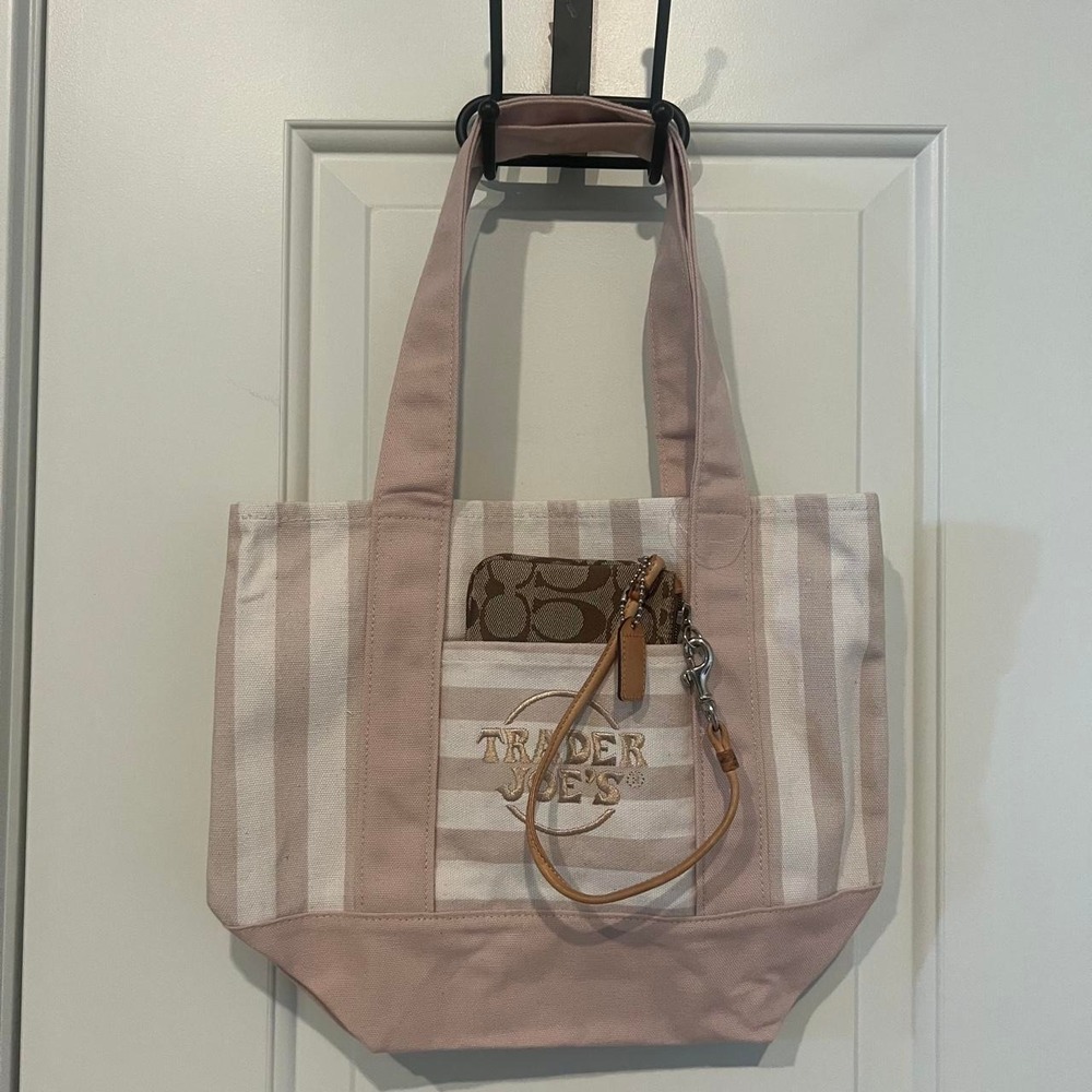 Trader Joe's striped mini canvas tote bag #totebag #reusable